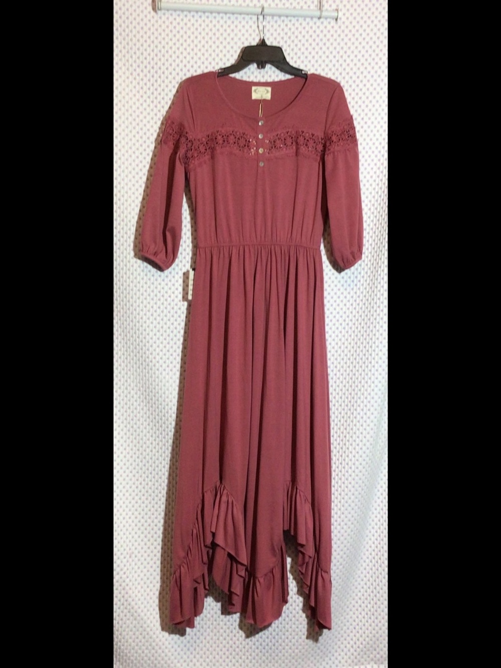 Women's Mauve Lace-Trim Dress - Casual Boho Style